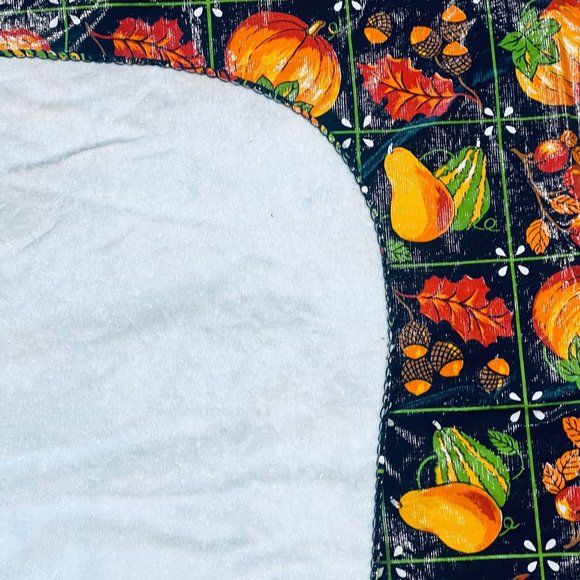 Vintage Fall Tablecloth Square Thanksgiving Pumpkins Squash Acorns 51x51 - Picture 3 of 6